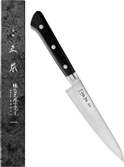 VG Japanese Petty Knife 5" (120mm) Professional Kitchen Small Utility Knife, Ultra Sharp Japanese Stainless Steel Blade, Duracon Handle, Made in JAPAN