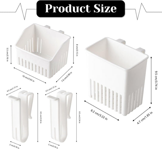 Utensil Drying Rack 3 Pcs Silverware Drying Basket White | 3 Pack Hanging Utensil Drying Basket with S-Hooks, Universal Silverware Cup Holder for Dish Rack, Quick Drain