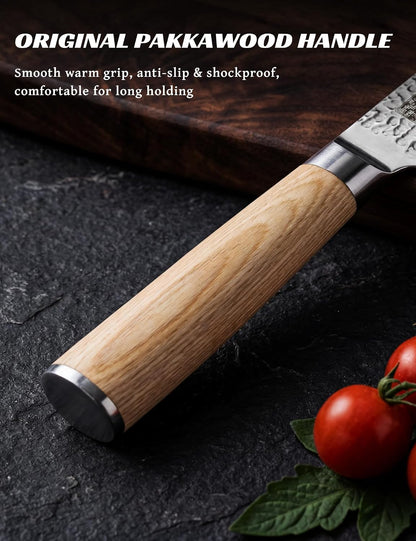 Damascus Japanese Chef Knife 8 in,VG-10 Forged High Carbon Steel