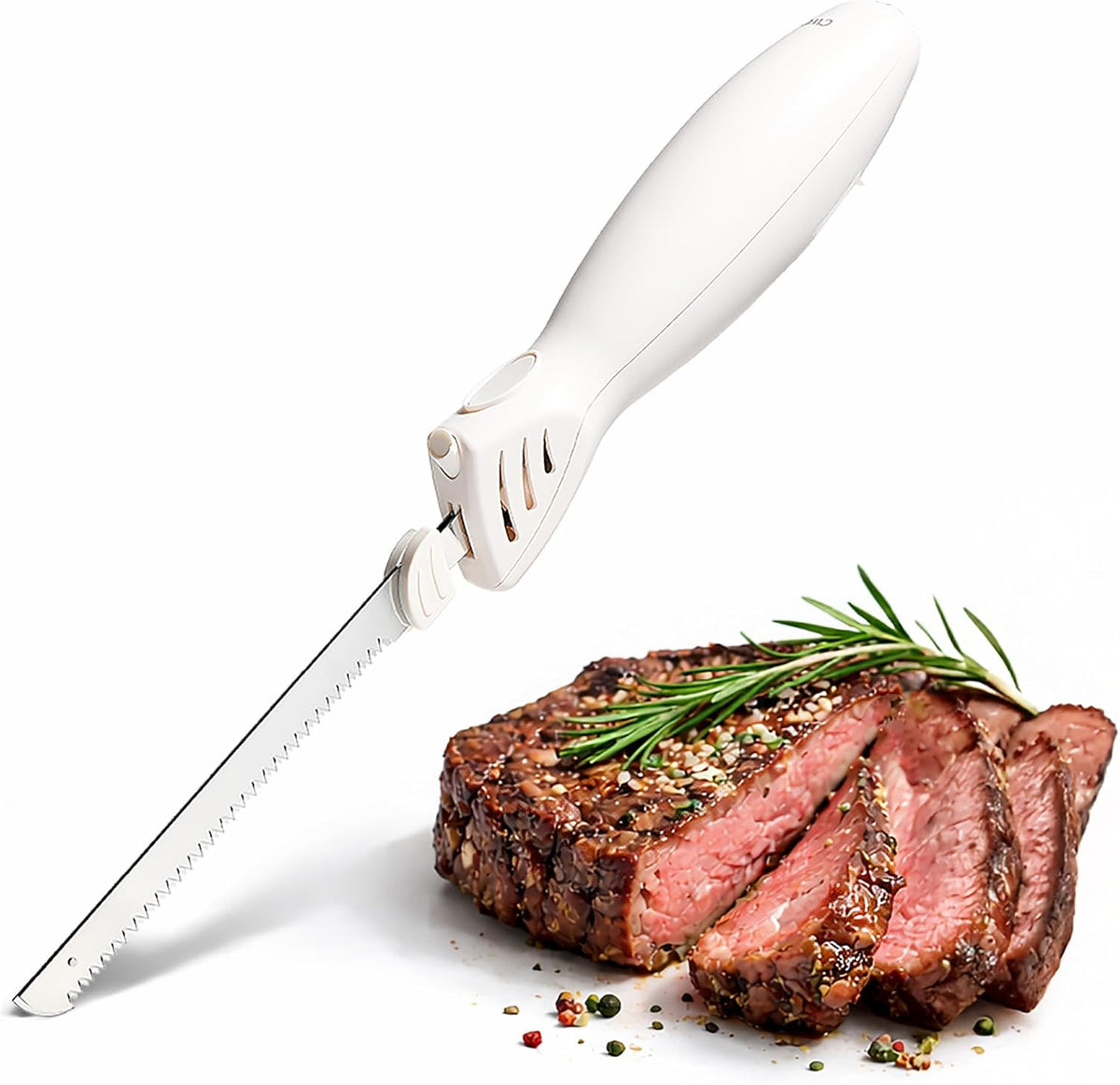 Electric Knife, 100W Power, Dual Stainless Steel Blades for Precise Cutting, Ergonomic Handle, Low Noise and Vibration, Ideal for Bread, Meat, and Vegetables, Cream