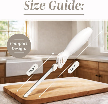 Electric Knife, 100W Power, Dual Stainless Steel Blades for Precise Cutting, Ergonomic Handle, Low Noise and Vibration, Ideal for Bread, Meat, and Vegetables, Cream
