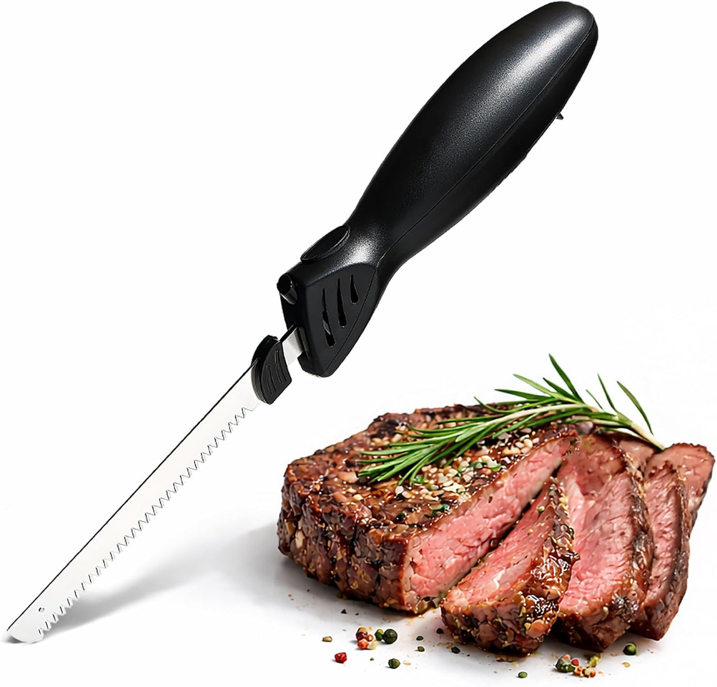 Electric Knife, 100W Power, Dual Stainless Steel Blades for Precise Cutting, Ergonomic Handle, Low Noise and Vibration, Ideal for Bread, Meat, and Vegetables, Cream