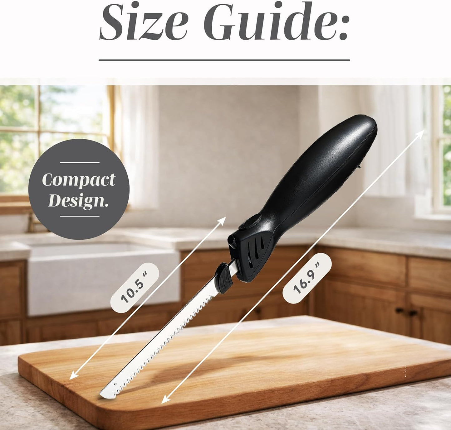 Electric Knife, 100W Power, Dual Stainless Steel Blades for Precise Cutting, Ergonomic Handle, Low Noise and Vibration, Ideal for Bread, Meat, and Vegetables, Cream