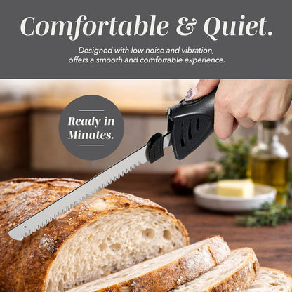 Electric Knife, 100W Power, Dual Stainless Steel Blades for Precise Cutting, Ergonomic Handle, Low Noise and Vibration, Ideal for Bread, Meat, and Vegetables, Cream