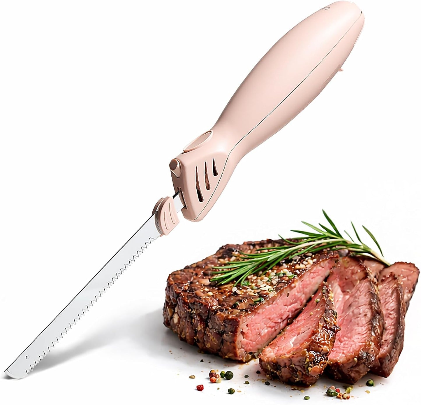 Electric Knife, 100W Power, Dual Stainless Steel Blades for Precise Cutting, Ergonomic Handle, Low Noise and Vibration, Ideal for Bread, Meat, and Vegetables, Cream