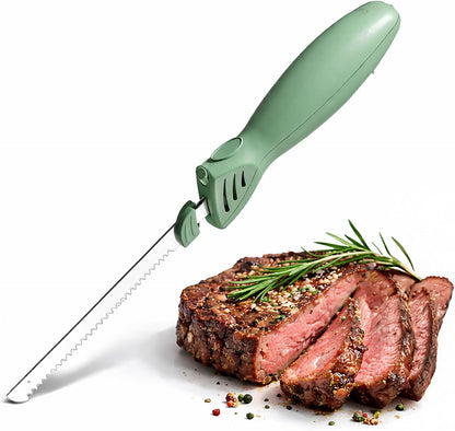 Electric Knife, 100W Power, Dual Stainless Steel Blades for Precise Cutting, Ergonomic Handle, Low Noise and Vibration, Ideal for Bread, Meat, and Vegetables, Cream
