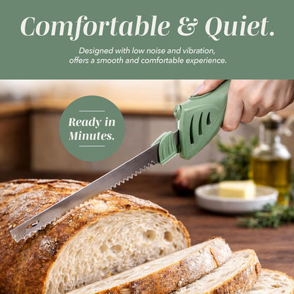 Electric Knife, 100W Power, Dual Stainless Steel Blades for Precise Cutting, Ergonomic Handle, Low Noise and Vibration, Ideal for Bread, Meat, and Vegetables, Cream