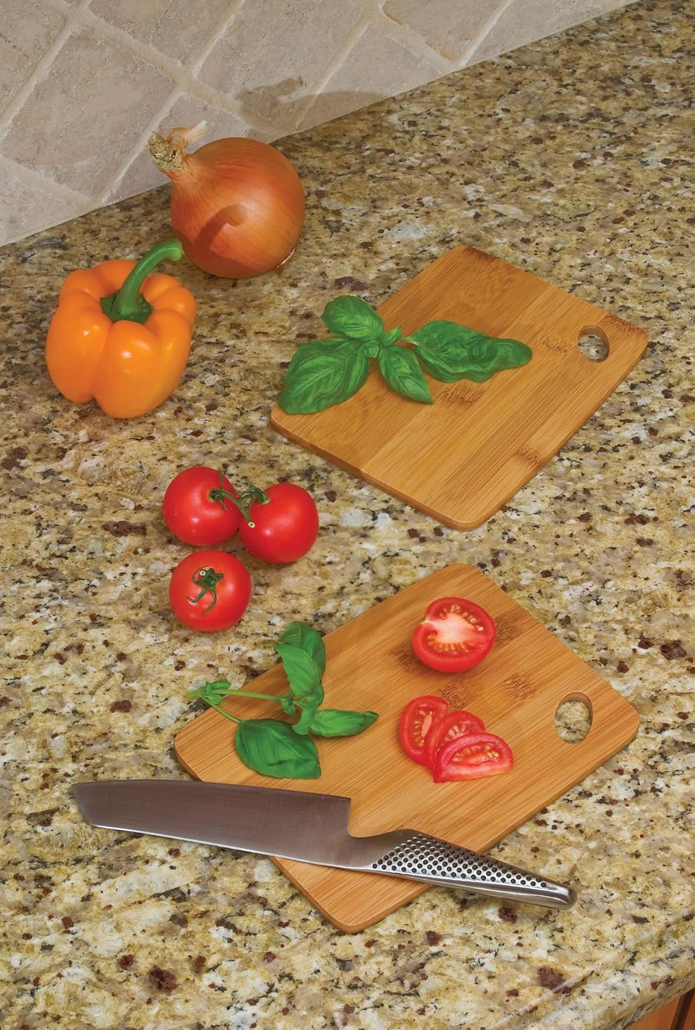 849 Bamboo Thin Cutting Board Set, Two 6 by 8-Inch Boards