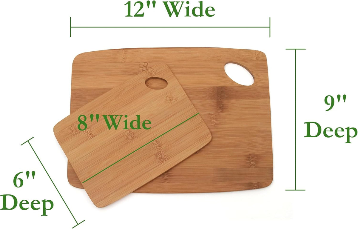 849 Bamboo Thin Cutting Board Set, Two 6 by 8-Inch Boards