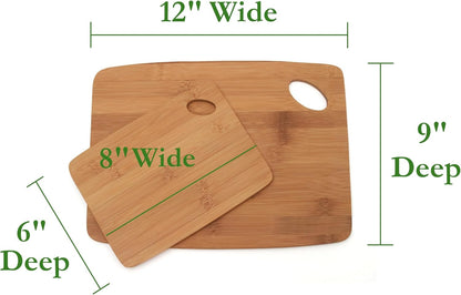 849 Bamboo Thin Cutting Board Set, Two 6 by 8-Inch Boards