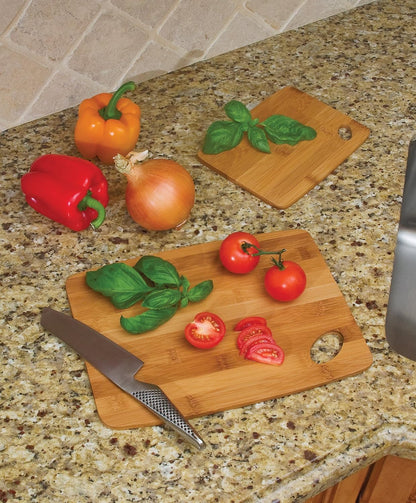 849 Bamboo Thin Cutting Board Set, Two 6 by 8-Inch Boards
