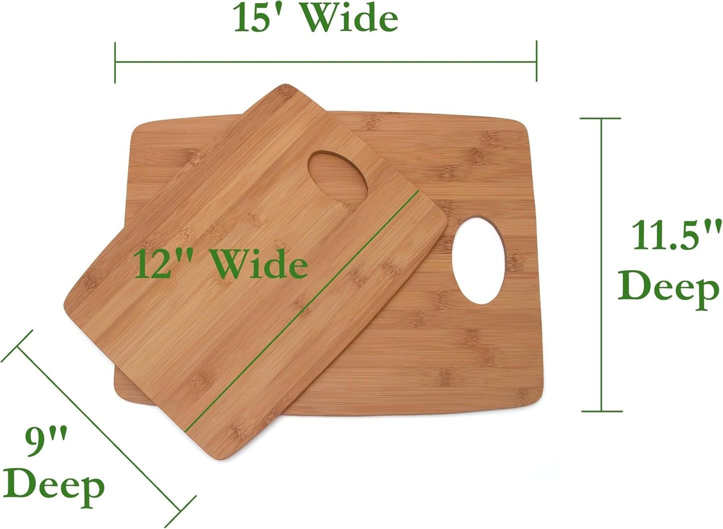 849 Bamboo Thin Cutting Board Set, Two 6 by 8-Inch Boards