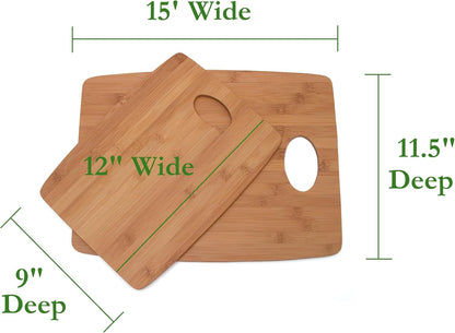 849 Bamboo Thin Cutting Board Set, Two 6 by 8-Inch Boards