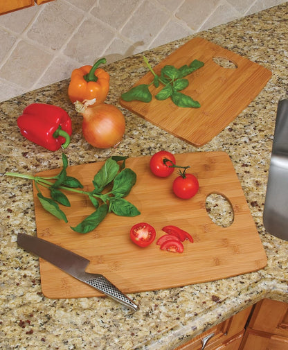 849 Bamboo Thin Cutting Board Set, Two 6 by 8-Inch Boards