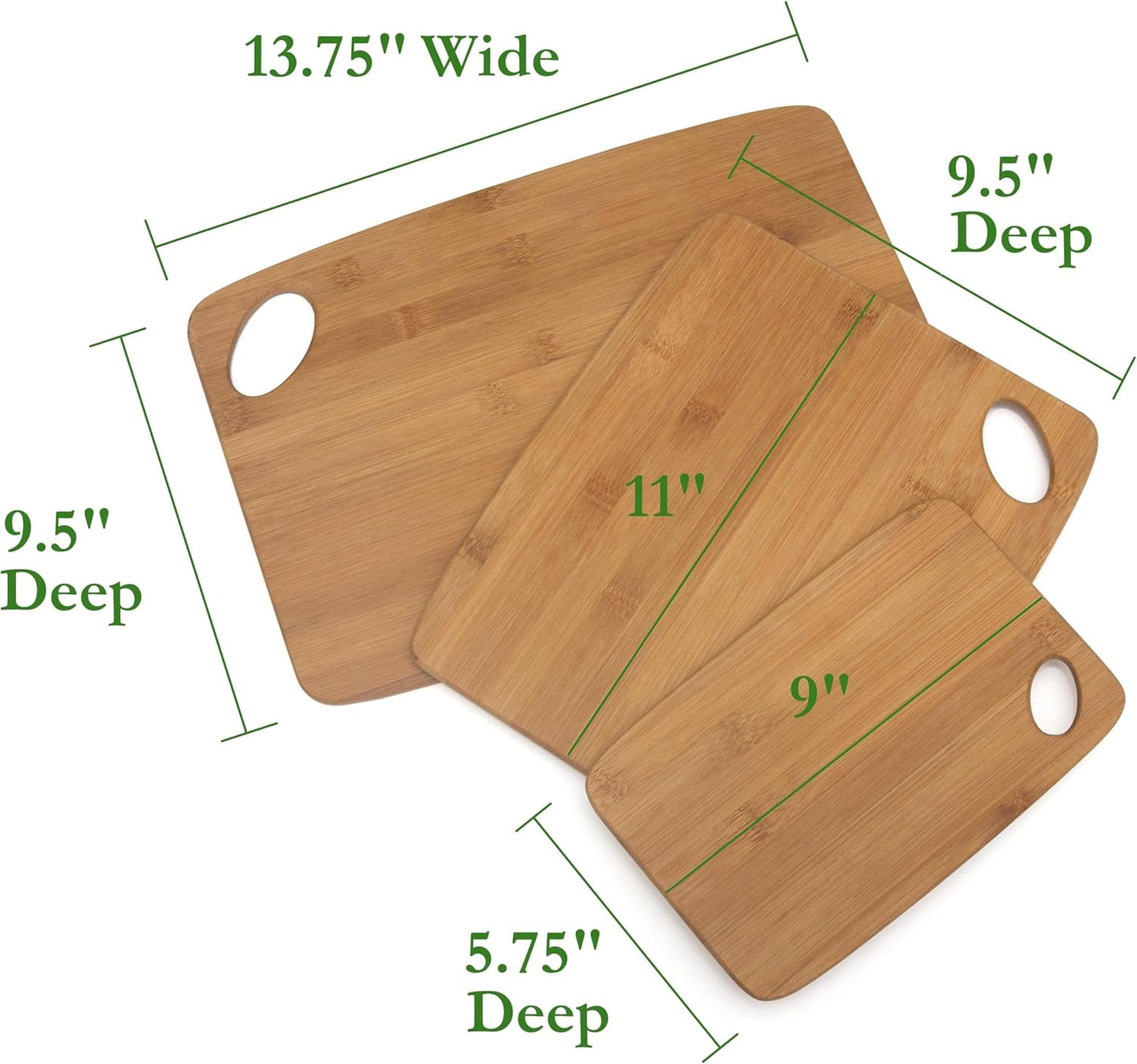 849 Bamboo Thin Cutting Board Set, Two 6 by 8-Inch Boards