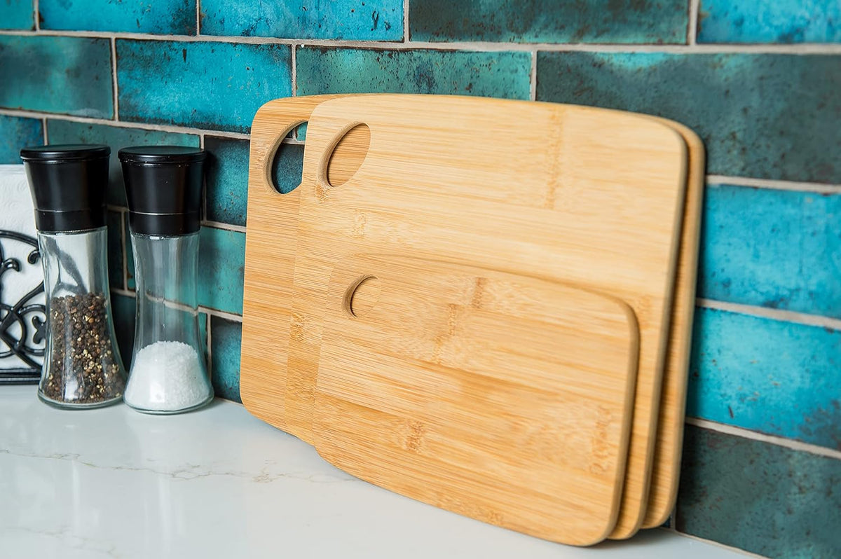 849 Bamboo Thin Cutting Board Set, Two 6 by 8-Inch Boards