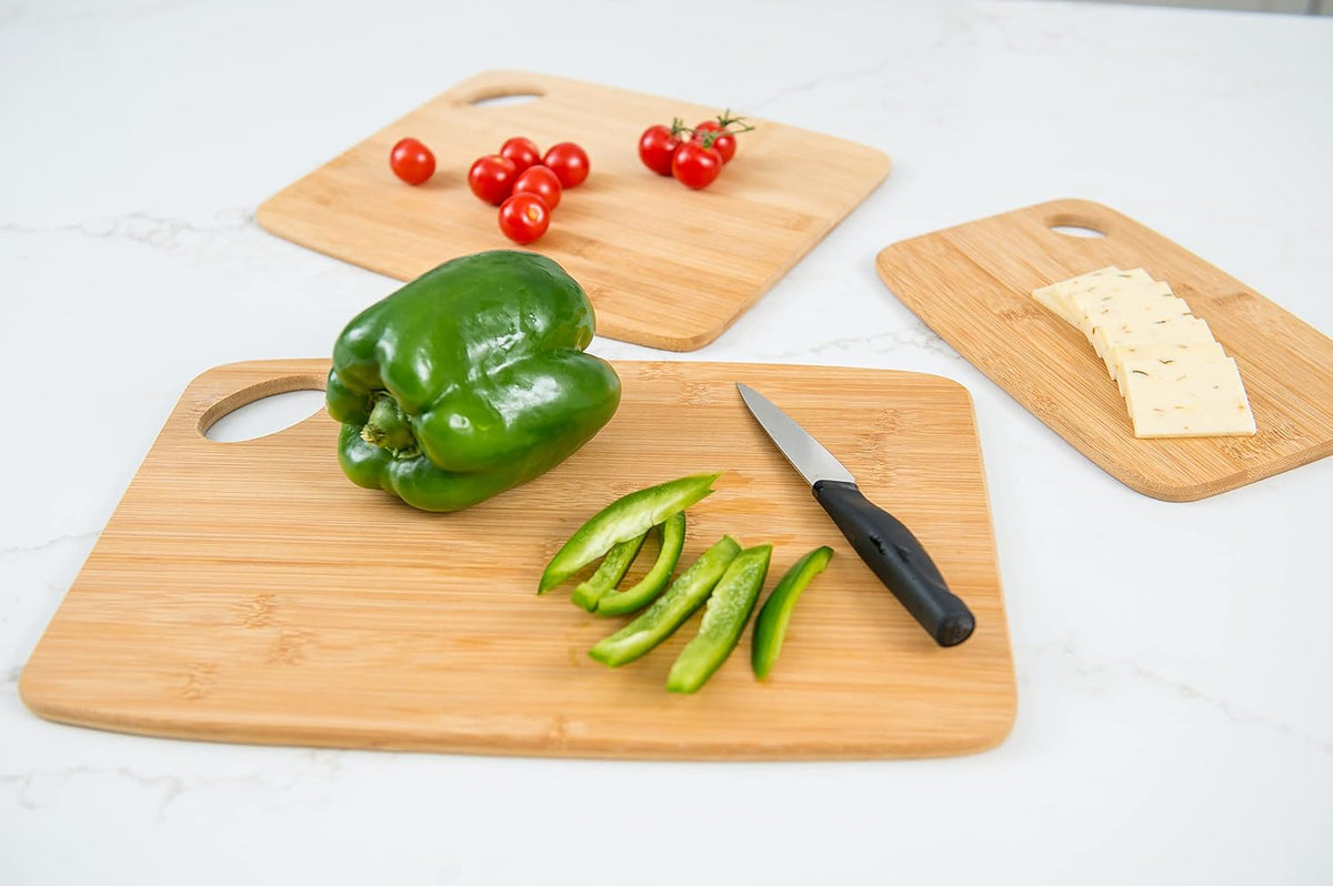 849 Bamboo Thin Cutting Board Set, Two 6 by 8-Inch Boards