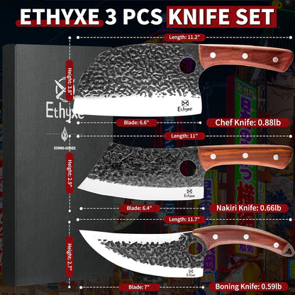 Butcher Knife Set – 3PCS Hand Forged Kitchen Knife Set