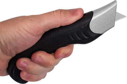 INTERNET'S BEST Ergonomic Utility Knife Set | Retractable Box Cutter with Rubber Handle | For Cutting Cardboard, Carpet & Plastic | Blade Storage in Handle | Includes 2 Razor Knives & 3 Extra Blades