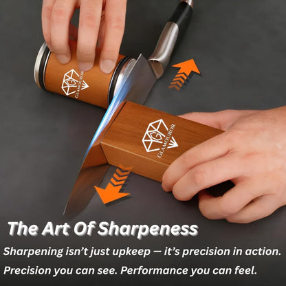 Rolling Knife Sharpener with Diamond & Ceramic Discs – 15° & 20° Strong Magnetic Angle &, Leather Strop, Finger Guard – Professional Manual Knife Sharpening Kit for Kitchen & Chef Knives.