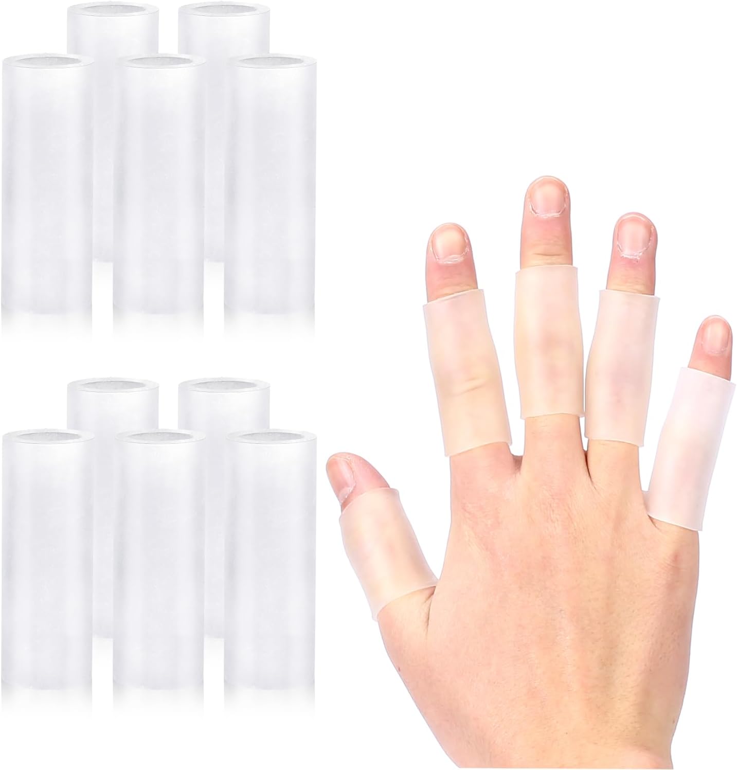10 Pcs Finger Sleeves Protectors Silicone Finger Protectors Silicone Finger Sleeve Finger Covers Cushions and Protects Gel Rubber Finger Shields Provide Relief for Cracked Finger