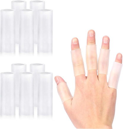 10 Pcs Finger Sleeves Protectors Silicone Finger Protectors Silicone Finger Sleeve Finger Covers Cushions and Protects Gel Rubber Finger Shields Provide Relief for Cracked Finger