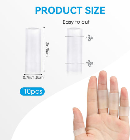 10 Pcs Finger Sleeves Protectors Silicone Finger Protectors Silicone Finger Sleeve Finger Covers Cushions and Protects Gel Rubber Finger Shields Provide Relief for Cracked Finger