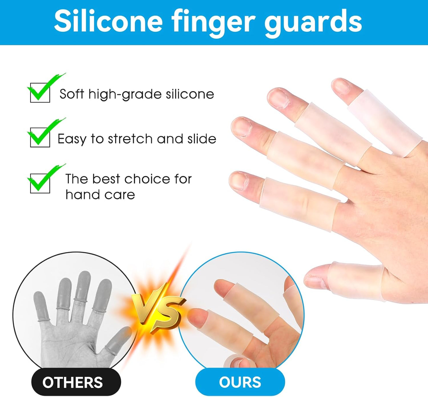 10 Pcs Finger Sleeves Protectors Silicone Finger Protectors Silicone Finger Sleeve Finger Covers Cushions and Protects Gel Rubber Finger Shields Provide Relief for Cracked Finger