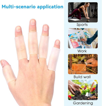 10 Pcs Finger Sleeves Protectors Silicone Finger Protectors Silicone Finger Sleeve Finger Covers Cushions and Protects Gel Rubber Finger Shields Provide Relief for Cracked Finger
