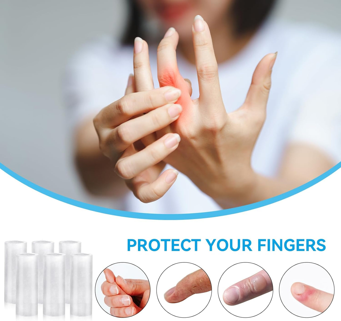 10 Pcs Finger Sleeves Protectors Silicone Finger Protectors Silicone Finger Sleeve Finger Covers Cushions and Protects Gel Rubber Finger Shields Provide Relief for Cracked Finger