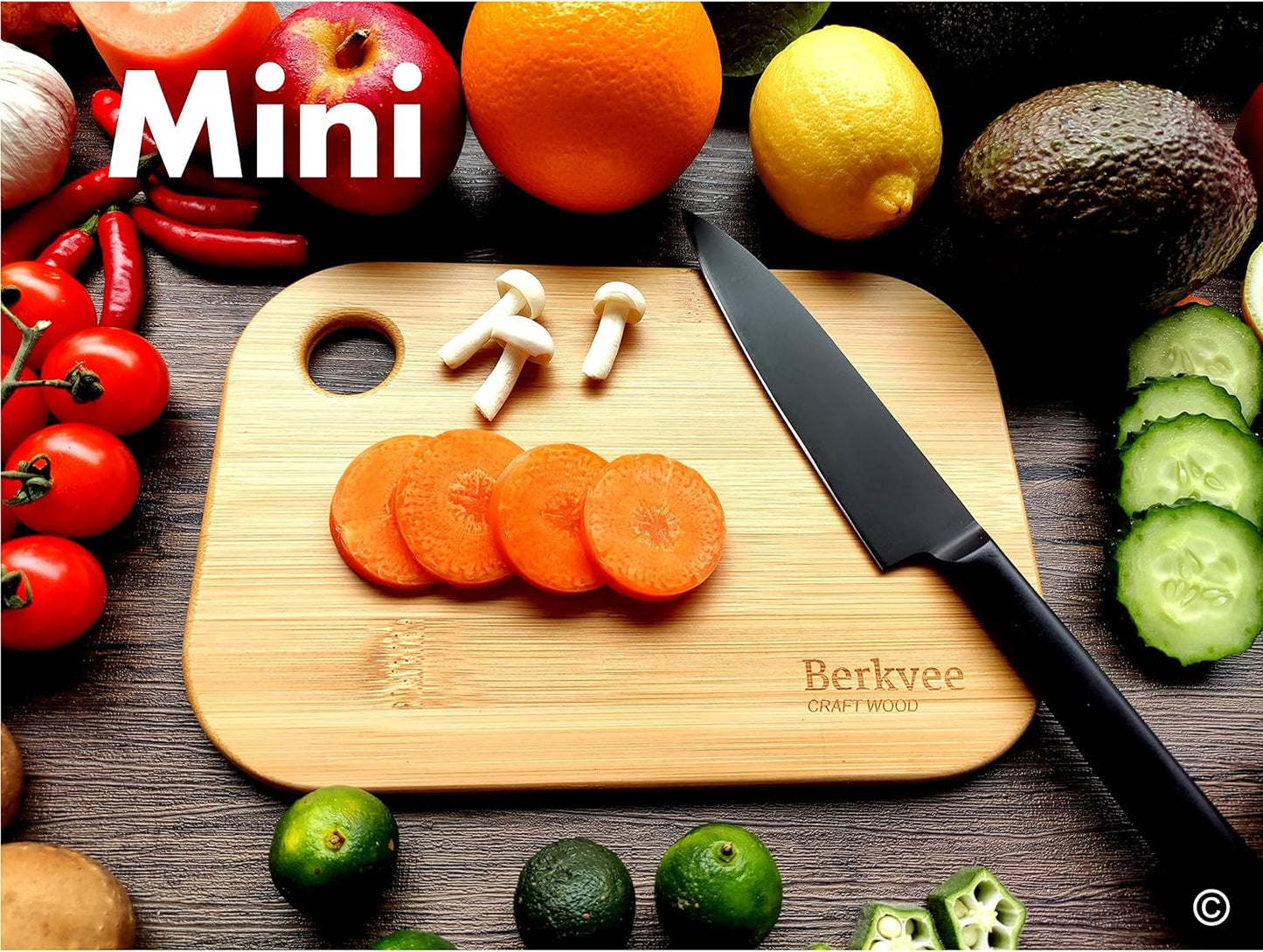 2 PCs Small FSC-CERTIFIED Bamboo Wood Cutting Board Set – Mini Lightweight Wooden Cutting Board- BPA Free