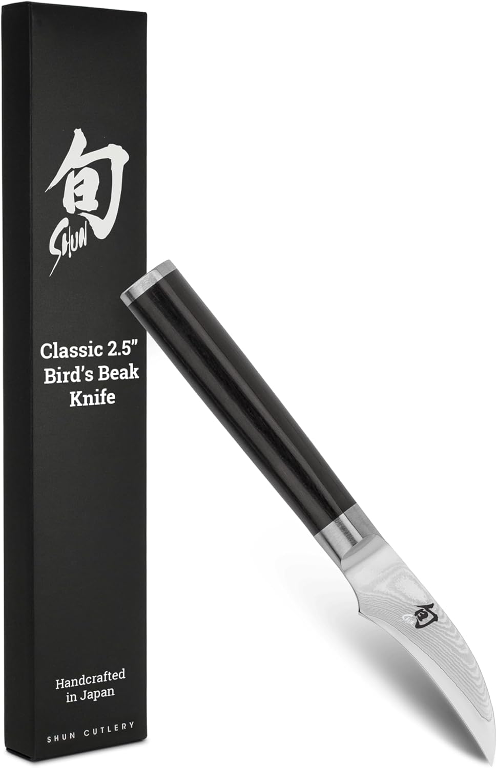 Classic 2.5" Bird’s Beak Knife, Handcrafted Japanese Vegetable & Fruit Knife, VG-MAX Core with Damascus Stainless Steel Cladding, Pakkawood Handle, Small Tool for Intricate, Decorative Designs