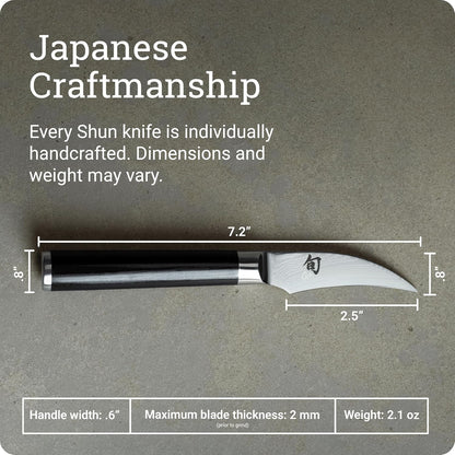 Classic 2.5" Bird’s Beak Knife, Handcrafted Japanese Vegetable & Fruit Knife, VG-MAX Core with Damascus Stainless Steel Cladding, Pakkawood Handle, Small Tool for Intricate, Decorative Designs