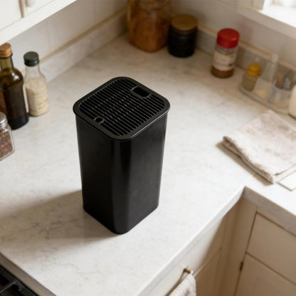 Square Knife Storage Block, Universal Knife Holder with 20 Slots, Holds 8.25 in Blades, 8.7 in High, Easy Clean Kitchen Countertop Knife Organizer, Black