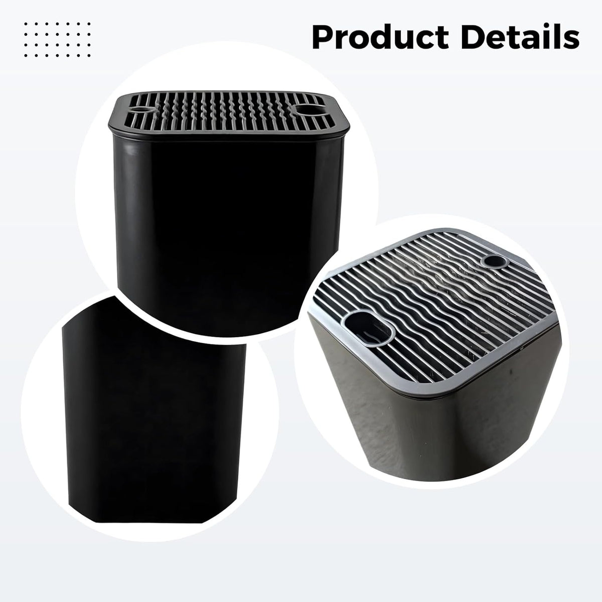 Square Knife Storage Block, Universal Knife Holder with 20 Slots, Holds 8.25 in Blades, 8.7 in High, Easy Clean Kitchen Countertop Knife Organizer, Black
