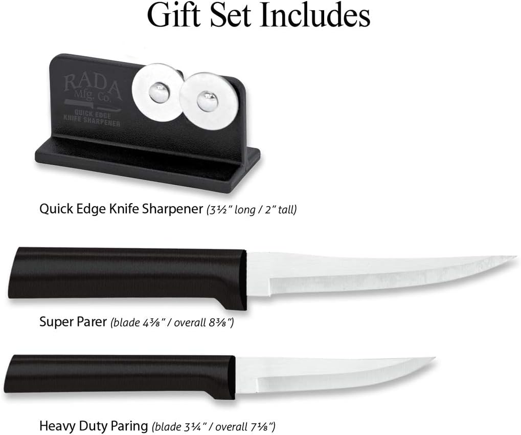 Paring Plus Sharpener Set (S36), Silver Handle | 3-Piece Knife Set , Stainless Steel Blade, Silver Cast Aluminum Handle