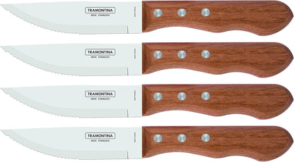 5” Jumbo Steak Knives Set of 4, Sharp Knife with Wooden Handle, ‎Camping, Kitchen, Rustic, 22399079 | FSC certified, rust-proof, serrated edge