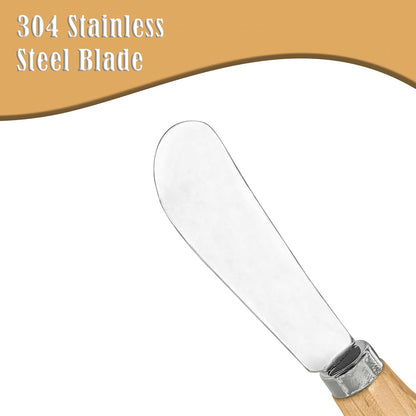 25 Piece Small Cheese Spreader Knives Set, Mini Stainless Steel Butter Knife Spreader with Wooden Handle for for Charcuterie Board, Sandwiches, Cocktail Spreaders, Dips, 4.7 inch