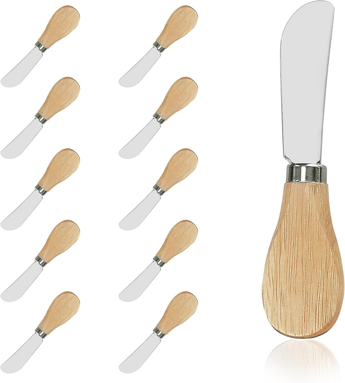25 Piece Small Cheese Spreader Knives Set, Mini Stainless Steel Butter Knife Spreader with Wooden Handle for for Charcuterie Board, Sandwiches, Cocktail Spreaders, Dips, 4.7 inch