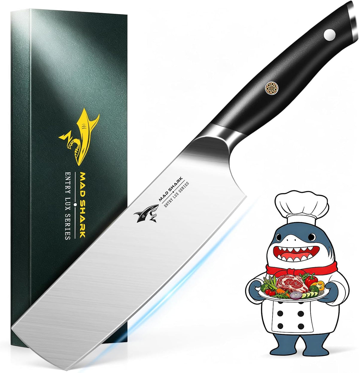 Nakiri Knife 7 inch Chef Knives, Vegetable Kitchen Knife with High Carbon Stainless Steel Blade, Multipurpose Asian Knife for Chopping, Cutting and Slicing with Ergonomic Handle