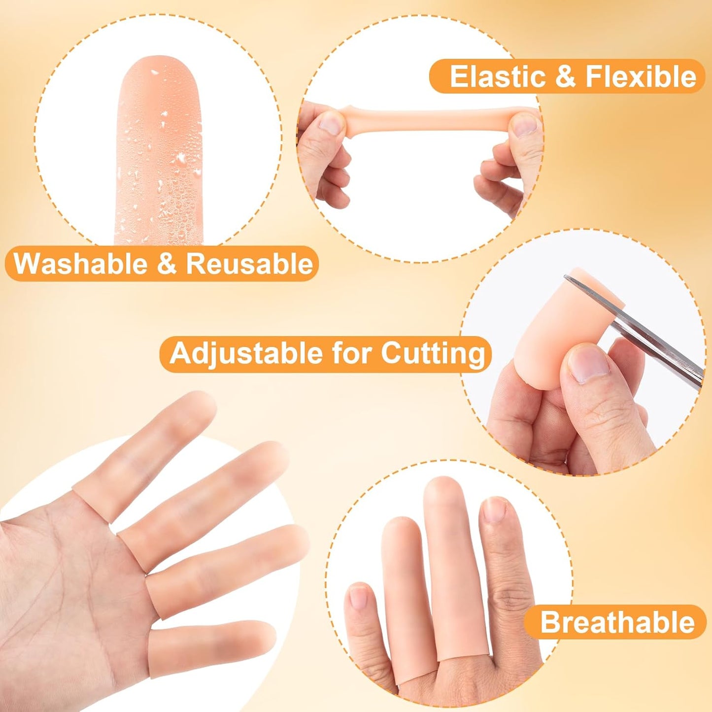 10pcs Gel Finger Cots, Silicone Finger Covers, Thumb Protector Finger Support Protector Caps Gloves