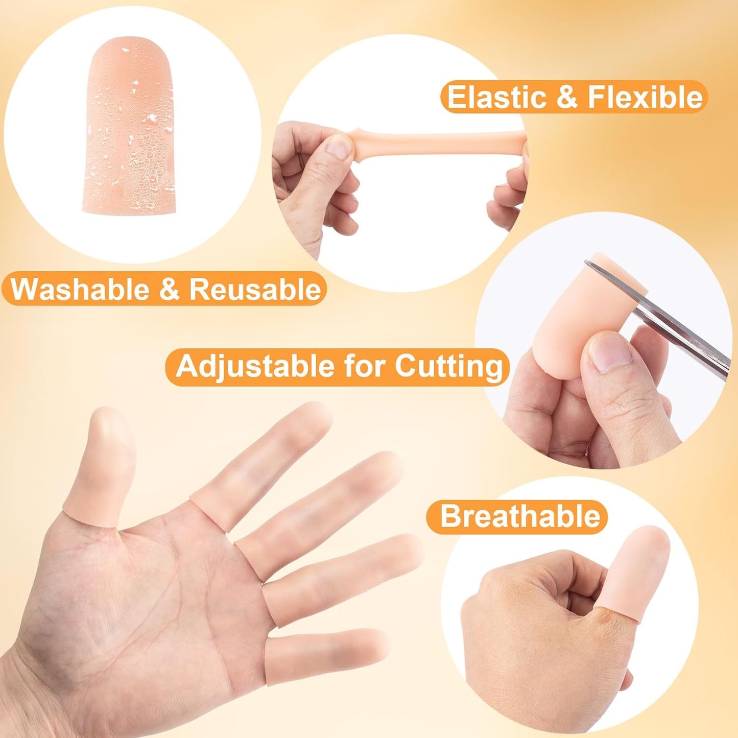 10pcs Gel Finger Cots, Silicone Finger Covers, Thumb Protector Finger Support Protector Caps Gloves