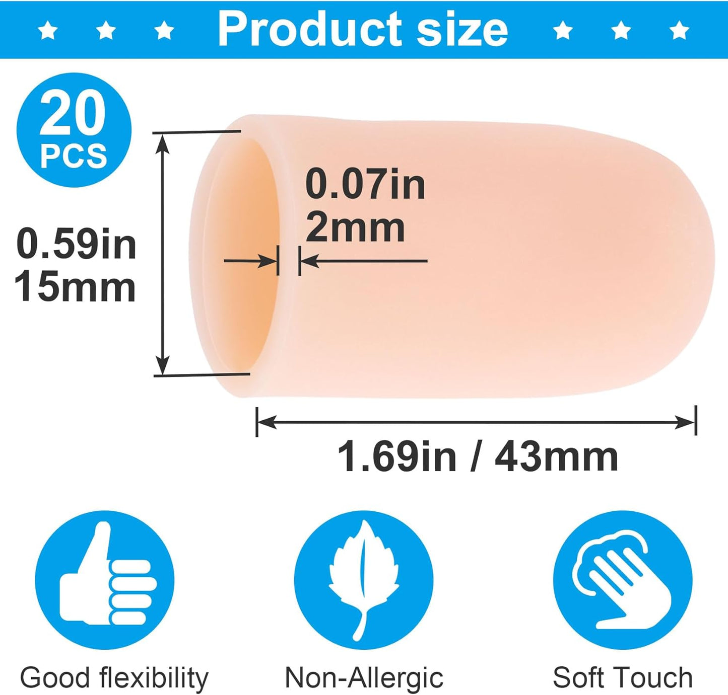 10pcs Gel Finger Cots, Silicone Finger Covers, Thumb Protector Finger Support Protector Caps Gloves