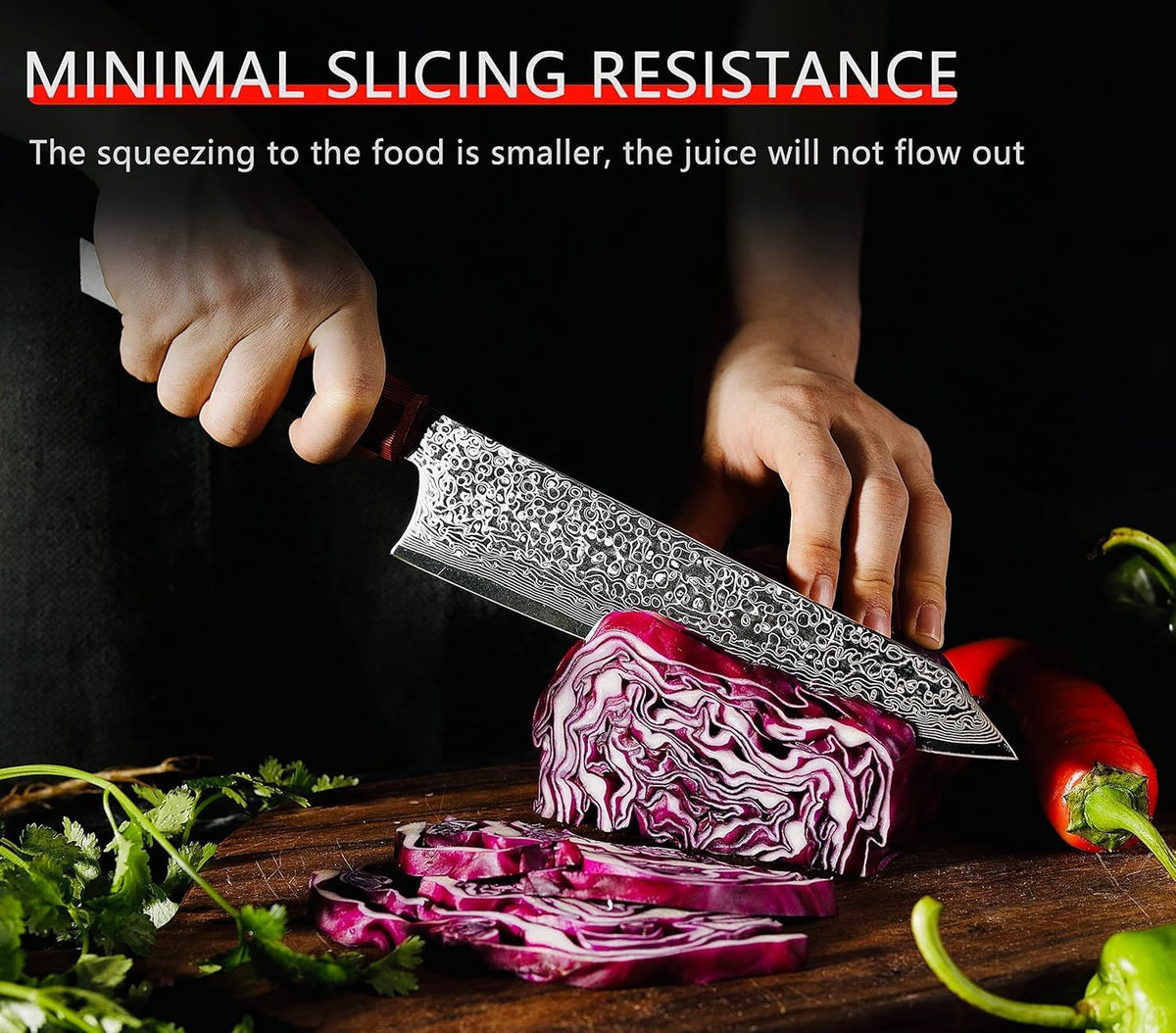 Kiritsuke Chef Knife 8.5 Inch, Japanese Damascus Knife 67-Layer Steel with G10 Handle - Sharp VG-10 High Carbon Stainless Steel for Home and Kitchen