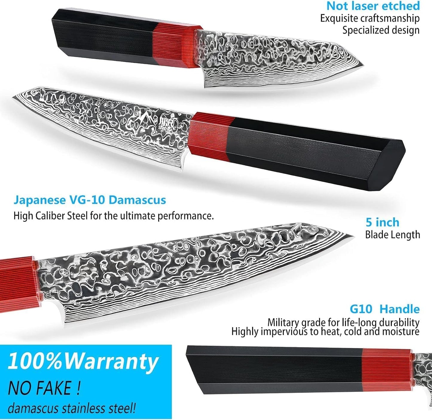 Kiritsuke Chef Knife 8.5 Inch, Japanese Damascus Knife 67-Layer Steel with G10 Handle - Sharp VG-10 High Carbon Stainless Steel for Home and Kitchen