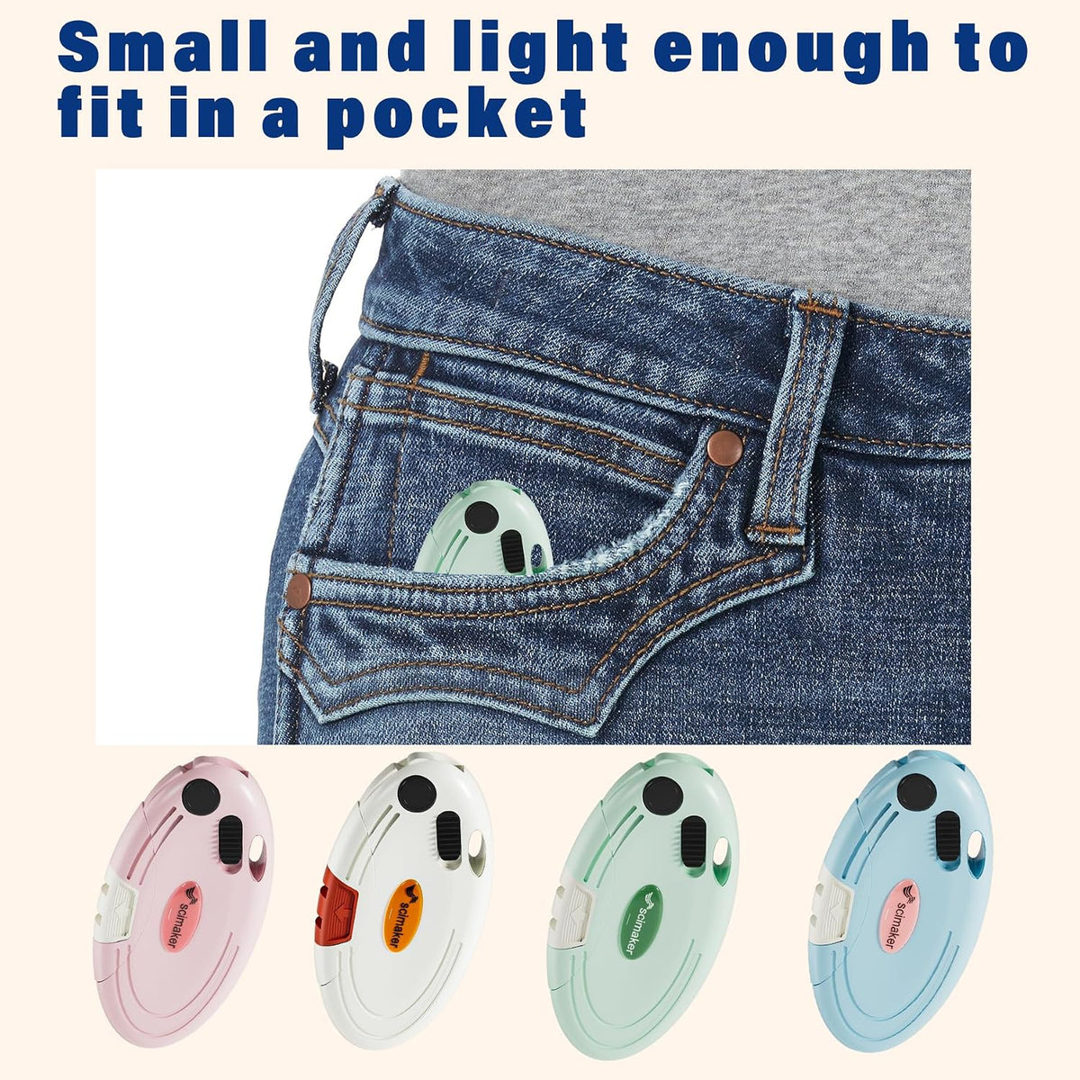 Lightweight Folding Utility Knife, Button Lock, 4-Pack White