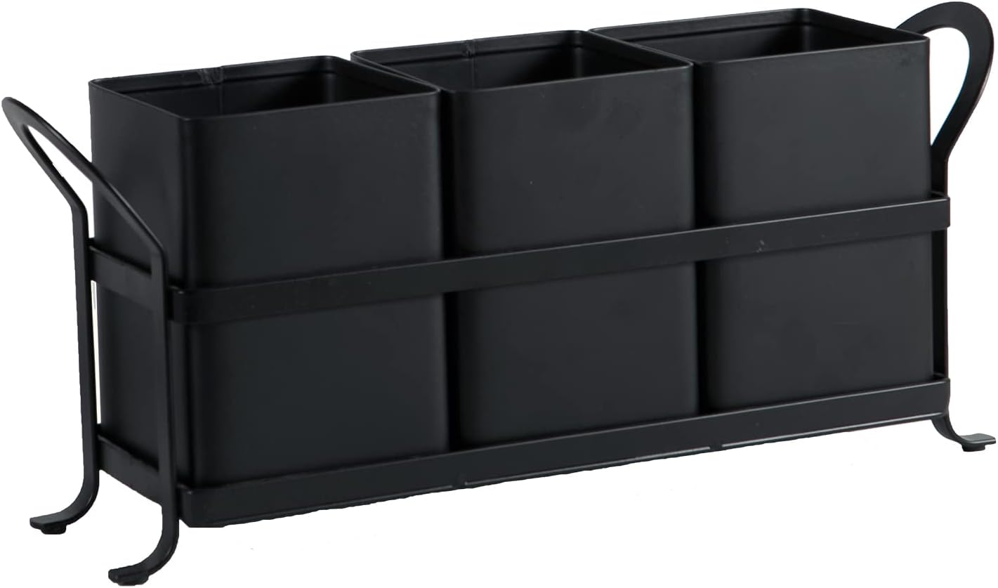 Flatware, Cutlery,Kitchen Utensil & Silverware Caddy Organizer Bin Holder for Forks, Spoons, Knives - Perfect for Kitchen Countertop- Black