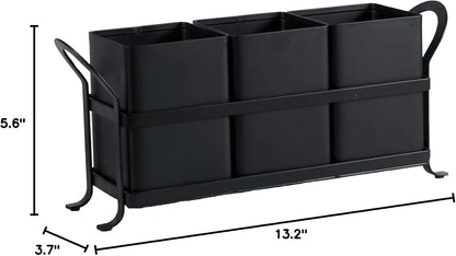 Flatware, Cutlery,Kitchen Utensil & Silverware Caddy Organizer Bin Holder for Forks, Spoons, Knives - Perfect for Kitchen Countertop- Black
