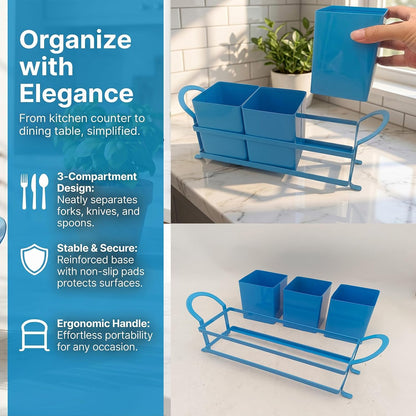 Flatware, Cutlery,Kitchen Utensil & Silverware Caddy Organizer Bin Holder for Forks, Spoons, Knives - Perfect for Kitchen Countertop- Black