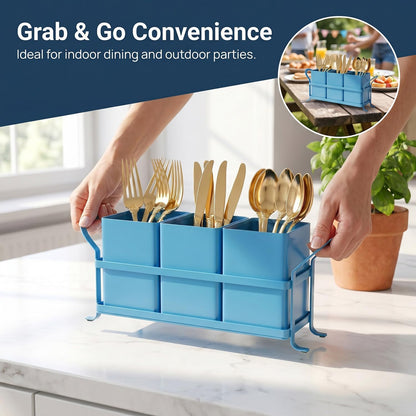 Flatware, Cutlery,Kitchen Utensil & Silverware Caddy Organizer Bin Holder for Forks, Spoons, Knives - Perfect for Kitchen Countertop- Black